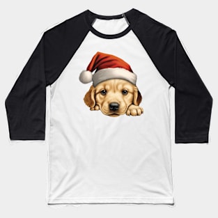 Christmas Peeking Puppy Baseball T-Shirt